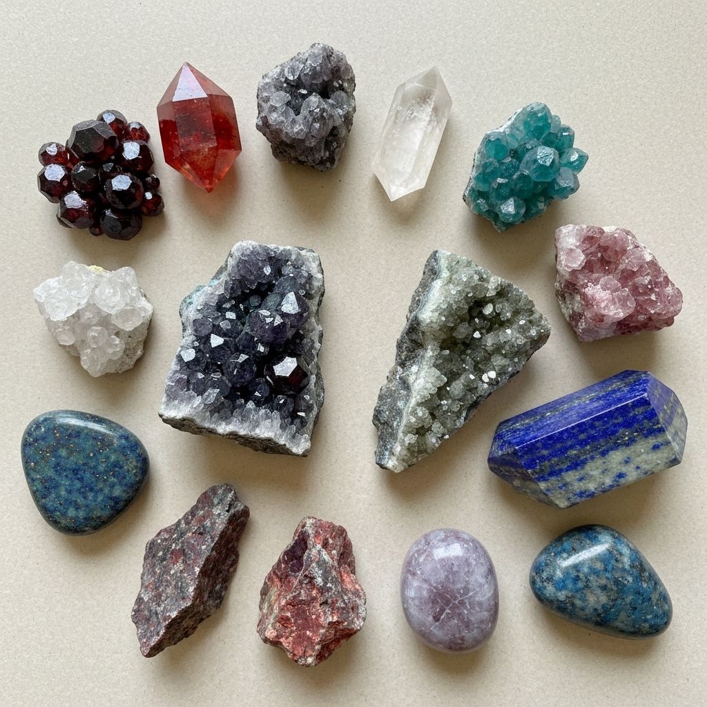 Minéraux naturels et pierres cristallines colorées